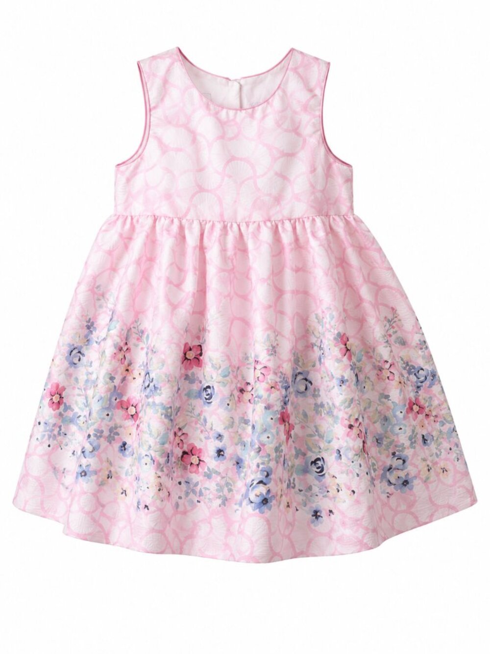 Girls Pink Floral Party Dress with Tulle Underskirt